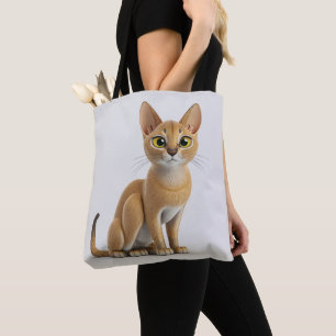 PRETTY BROWN ABYSSINIAN CAT SITTING TOTE BAG