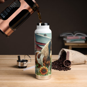 Pretty Brown and White Spotted Horse Water Bottle