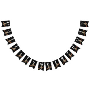 Pretty Brown Birthday Owl on Branch Necklace Stars Bunting Flags