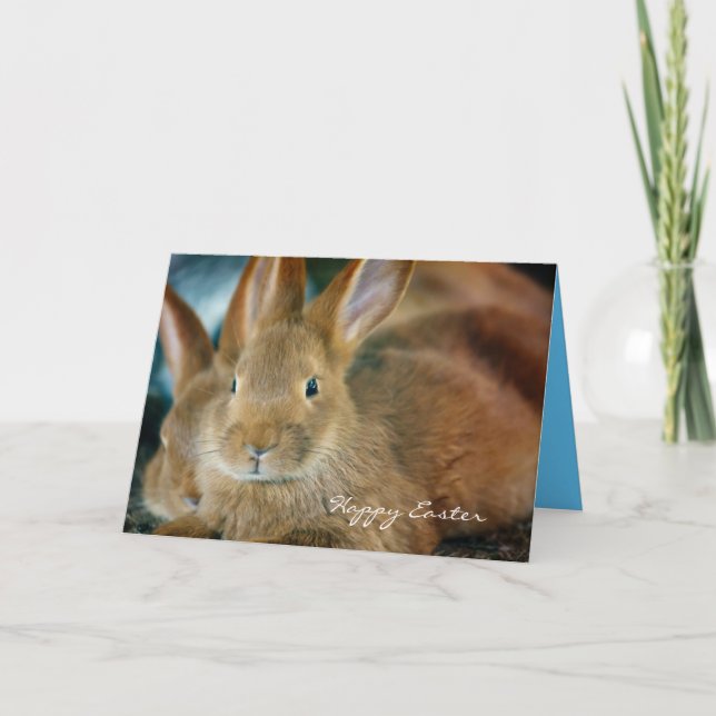 Pretty Brown Bunny Custom Easter Card (Front)