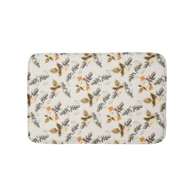 Pretty Brown Floral Neutral Color Matching  Bath Mat (Front)