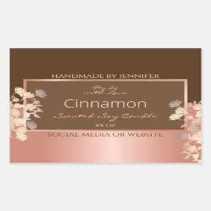 Pretty Brown Floral Product Labels Rose Gold Frame