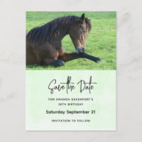 Pretty Brown Horse Laying Down Save the Date