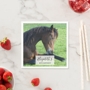 Pretty Brown Horse Laying in the Grass Napkin