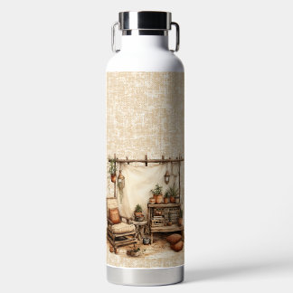 PRETTY BROWN TAN EARTH TONED BOHO SETTING WATER BOTTLE