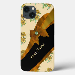 Pretty brown vintage floral flower pattern iPhone 13 case