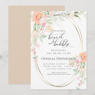 Pretty Brunch & Bubbly Coral Spring Flowers Invitation