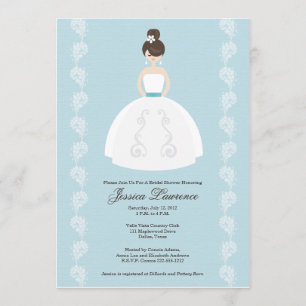 Pretty Brunette Bridal Shower Invitations