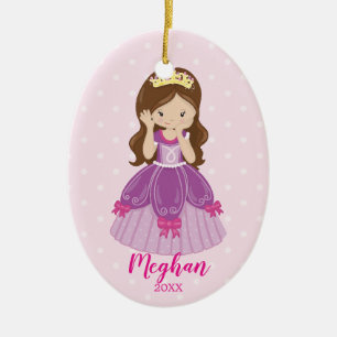 Pretty Brunette Princess Christmas Ornament