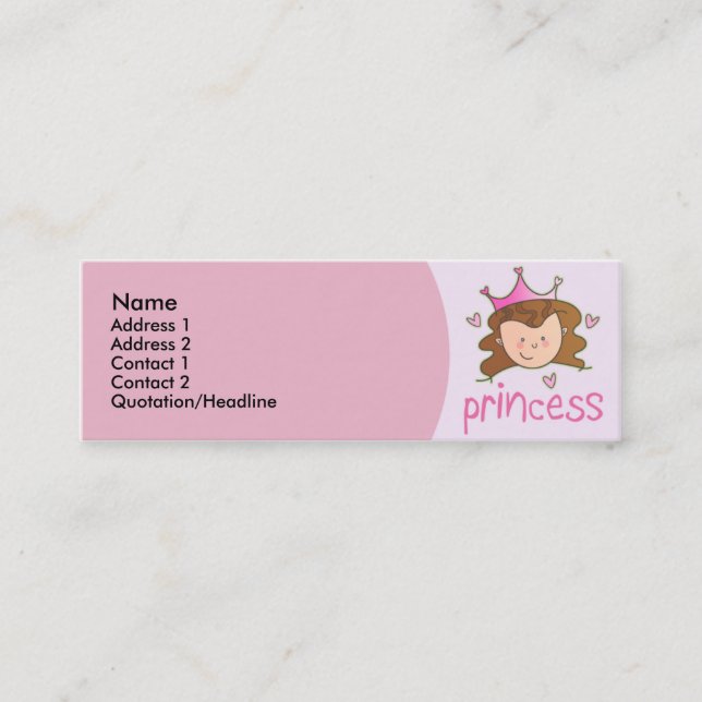 Pretty Brunette Princess Skinny Profile Cards (Front)