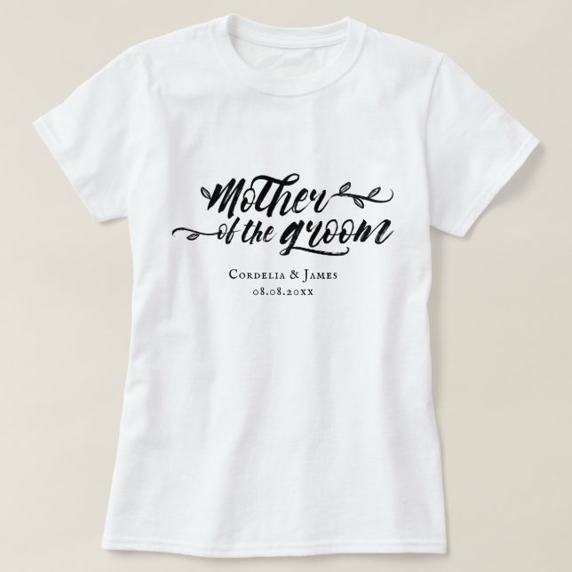 Pretty Brush Script Mother of the Grrom T-Shirt (Design Front)