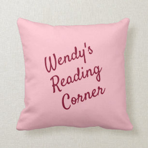 Pretty bubblegum pink & burgundy reading throw pillow
