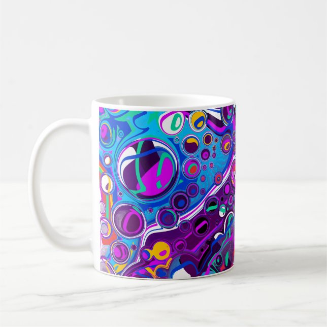 Pretty Bubbles Marble Fluid Art Coffee Mug (Left)