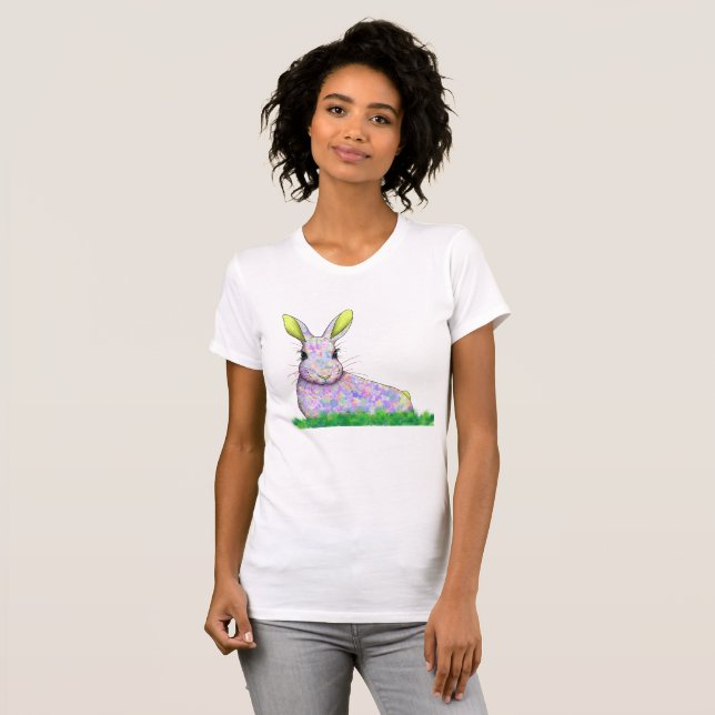 Pretty Bunny T-shirt with Bright Fun Pattern (Front Full)