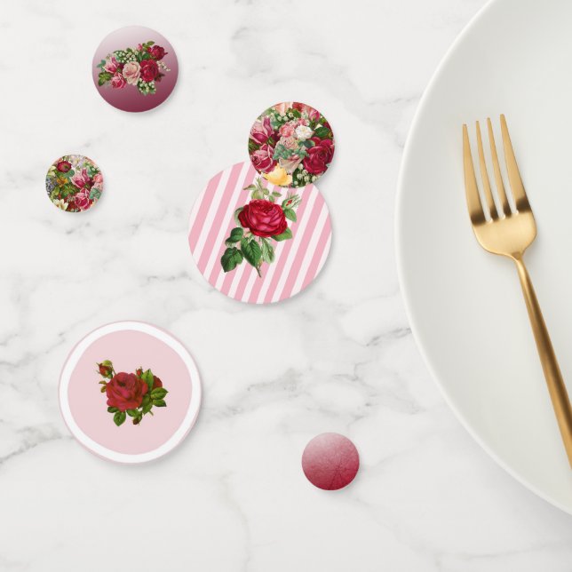 Pretty Burgundy and Pink Floral Rose Confetti (Group)