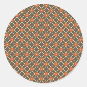 Pretty Burnt Orange and Brown Fall Pattern Gifts Classic Round Sticker