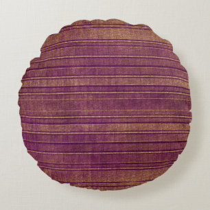 Pretty Burnt Orange Burgundy Distressed Pattern Round Pillow