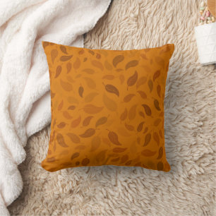 Pretty Burnt Orange Fall Leaves Throw Pillow
