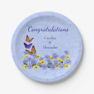 Pretty Butterflies and Daisies Spring Garden Paper Plate
