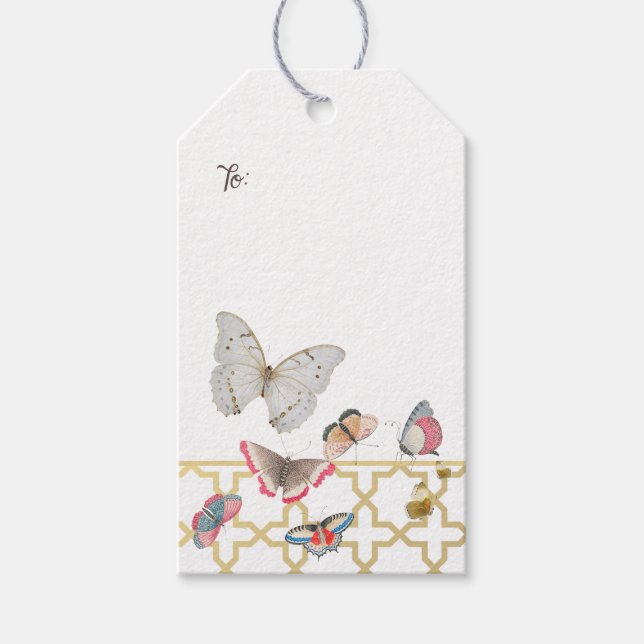 Pretty Butterflies Customizable Easter Gift Tags (Front)