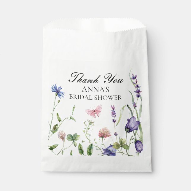 Pretty Butterflies Flowers Bridal Shower Favour Bag (Front)