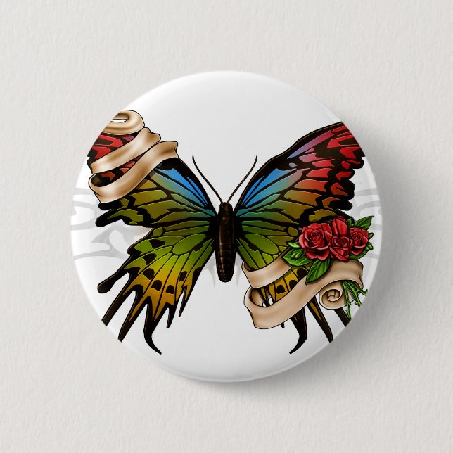 Pretty Butterfly 2 Inch Round Button (Front)
