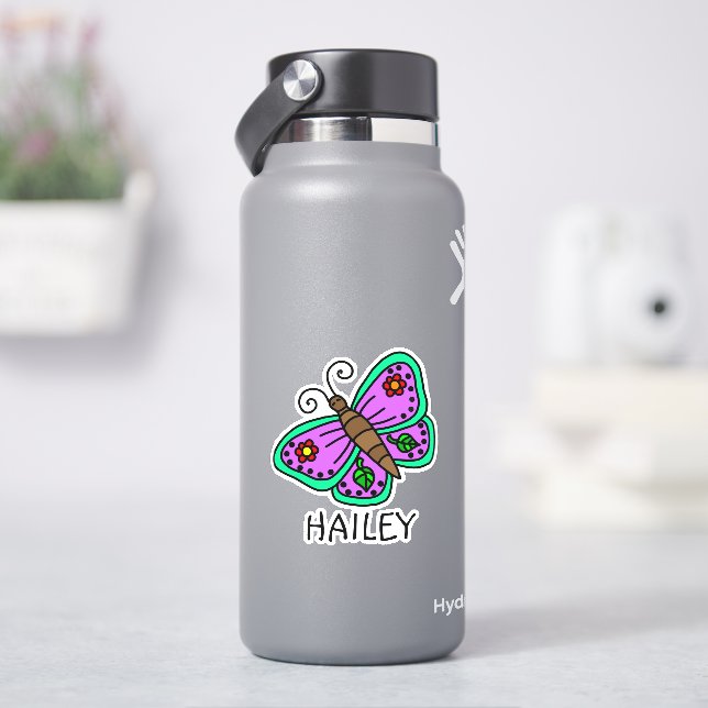 Pretty Butterfly and Name Personalized   (HydroFlask)