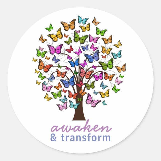 Pretty Butterfly Awaken and Transform Personalized Classic Round Sticker (Front)