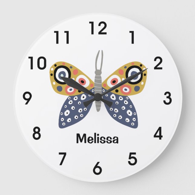 Pretty butterfly boho colours dots for her large clock (Front)