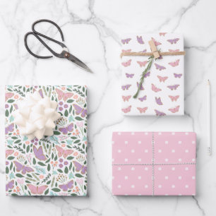 Pretty Butterfly Garden Pastels Wrapping Paper Sheet
