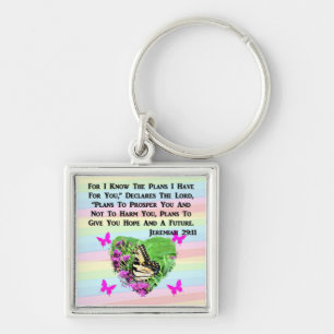PRETTY BUTTERFLY JEREMIAH 29:11 KEYCHAIN