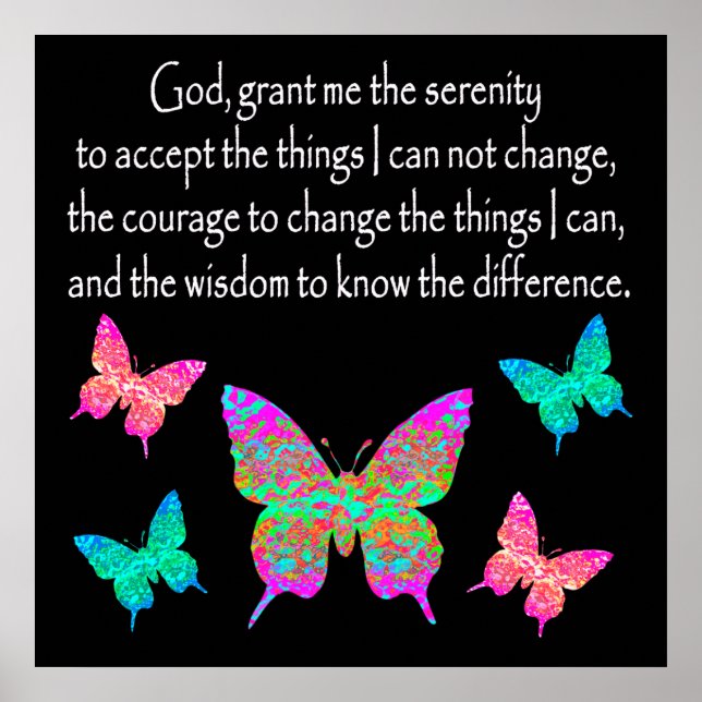 PRETTY BUTTERFLY SERENITY PRAYER DESIGN POSTER (Front)