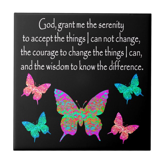 PRETTY BUTTERFLY SERENITY PRAYER DESIGN TILE (Front)