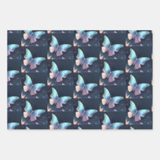 Pretty Butterfly Wrap Paper Flat Sheet Set of 3