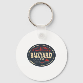 Pretty Byckyard Bbq With Friends And Family  Keychain