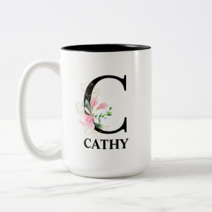 Pretty C Monogrammed Initial Two-Tone Coffee Mug