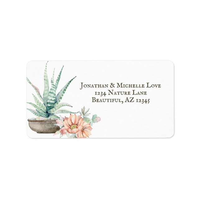 Pretty Cactus and Flower Cacti Address Label (Front)