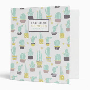 Pretty Cactus Pattern Personalized Binder