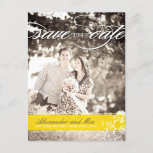 Pretty Cadmium Yellow Photo Save the Date Announcement Postcard