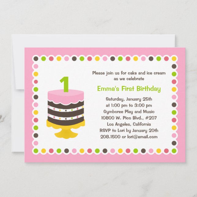 Pretty Cake - Invitation de fête d'anniversaire (Devant)