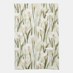 Pretty Calla Lilly Flowers Kitchen Towel