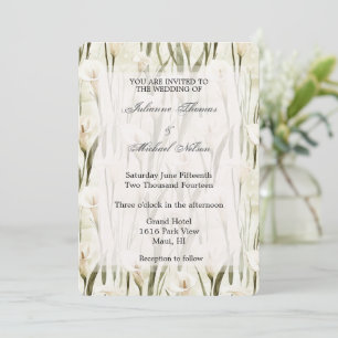 Pretty Calla Lilly Green White Floral Wedding Invitation