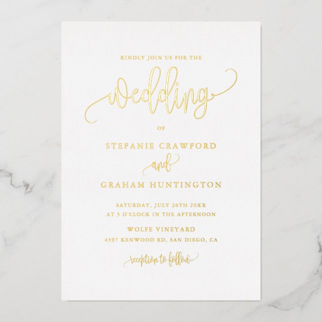 Pretty Calligraphy Script Minimalist Wedding (Front)