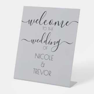 Pretty Calligraphy Wedding Welcome Pedestal Sign