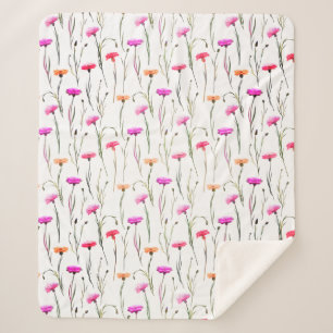 Pretty Carnations With Stems Pattern Sherpa Blanket