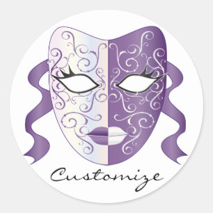 Pretty Carnival mask woman skull Thunder_Cove Classic Round Sticker