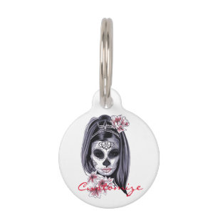 Pretty Carnival mask woman skull Thunder_Cove Pet Tag