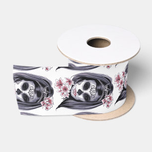 Pretty Carnival mask woman skull Thunder_Cove Satin Ribbon