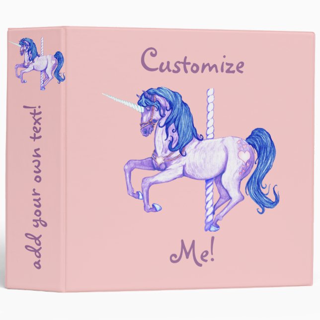 Pretty Carousel Unicorn Avery Binder (Front/Spine)