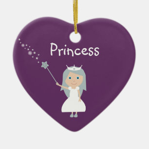 Pretty Cartoon Princess Customizable Purple Ceramic Ornament